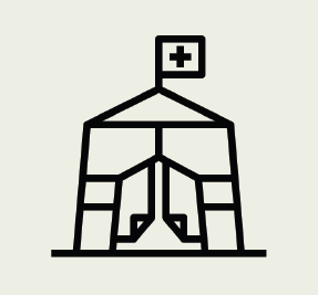 Clipart of a tent similar to a safari tent that could be used for emergency shelter.