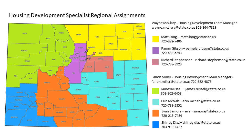 Housing Development Specialist Regional Assignments