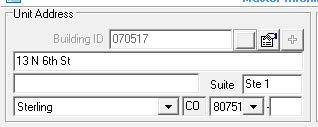 An example of Elite program where Suite number is entered.