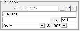 An example of Elite program where Suite number is entered.