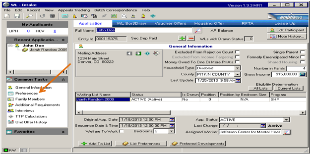 Screenshot with an arrow pointing to the "Preferences" in the menu on the left.