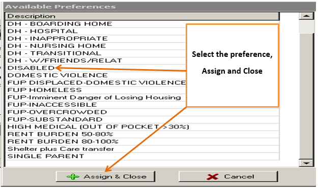Screenshot of Available Preferences screen.