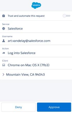Screenshot of Approve screen on Authenticator app.
